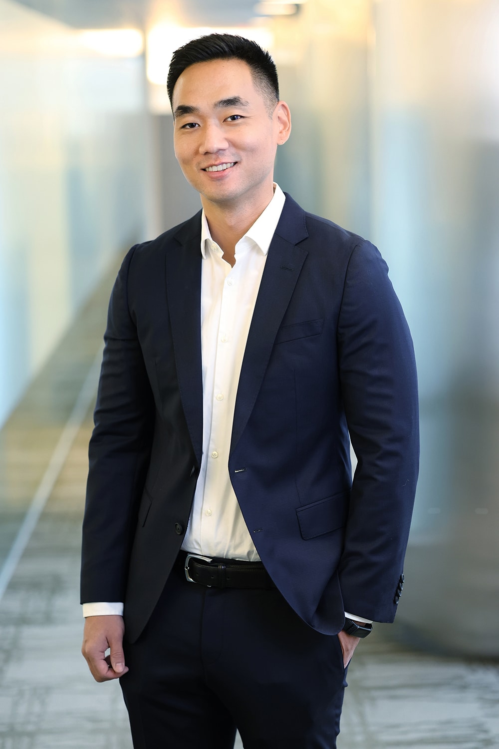 asian male executive taking a corporate headshot at gornphoto in nyc