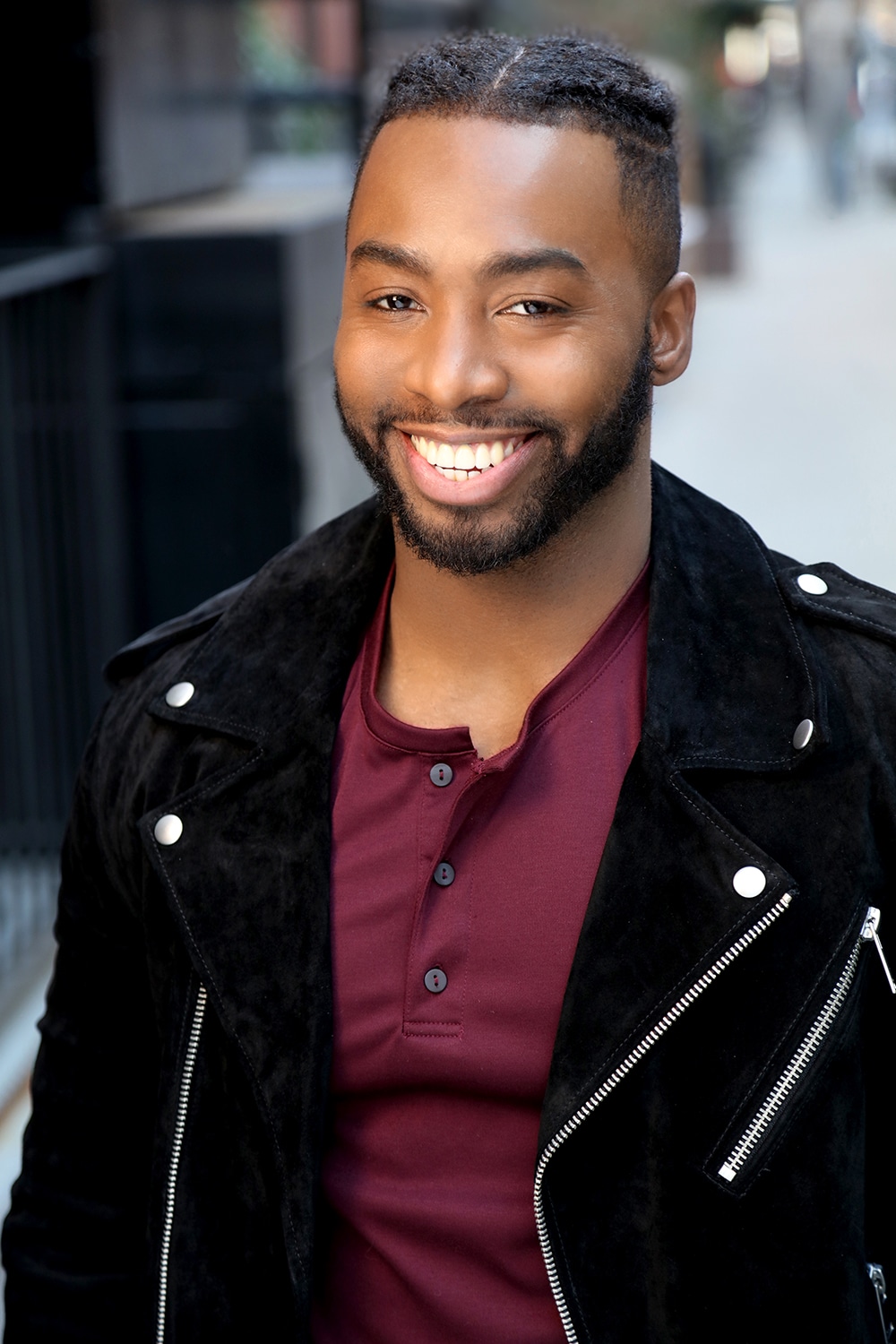 african american male actor posing for outdoor actor headshot in nyc